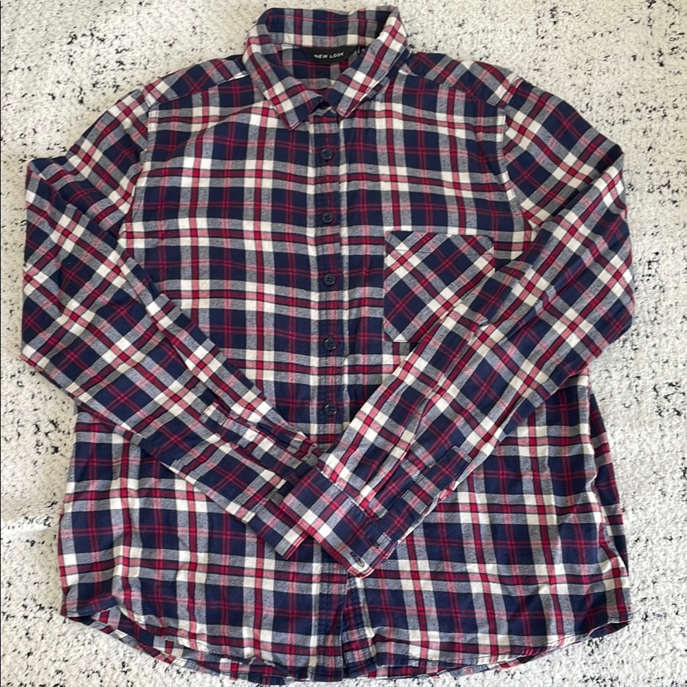 New Look Red and Blue Button Down Shirt